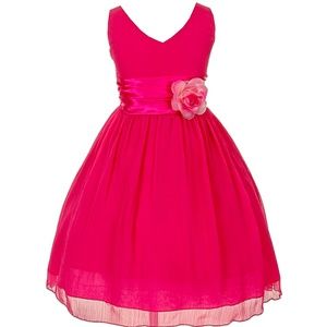 Flower girl chiffon dress 1082 fuchsia